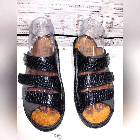 Finn Comfort Canzo Sandal Black Gray Size 6.5 Comfort Support Suede - Picture 3 of 8